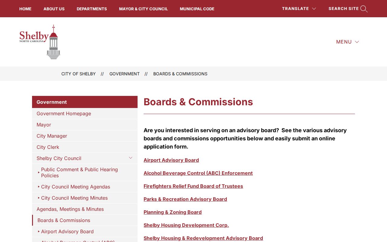 Shelby neighbors civic board and commission directory source